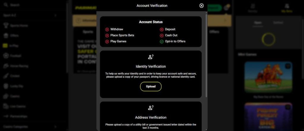 Verify account on Parimatch Verify account on Parimatch